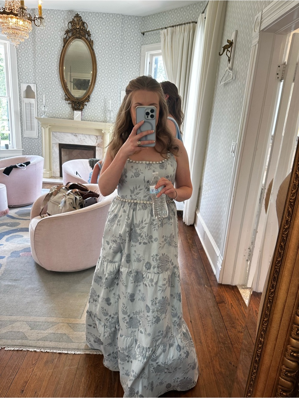 Revelry Light Blue Floral Empire Waist Maxi Dress - Picture 6 of 6